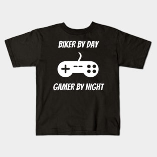 Biker By Day Gamer By Night Kids T-Shirt